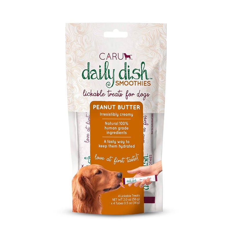 CARU - Daily Dish Smoothies - Lickable Peanut Butter Treat - 4 pack, 0.5 oz tubes - Image 1