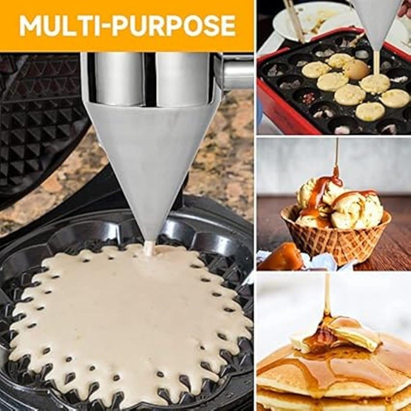 Homartel Homartel Stainless Steel Pancake Batter Dispenser Funnels with Stand Great for Cupcakes Takoyaki or Any Baked Goods  - Image 4