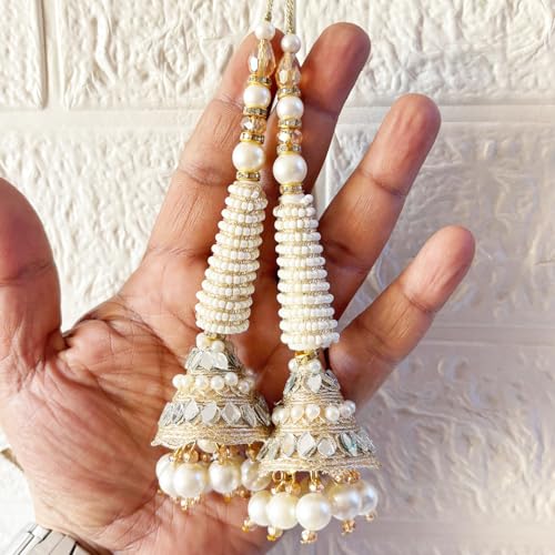 Adikala Craft Store Handmade Ethnic Latkan Tassel Set of 2 for Saree Pallu, Blouse, Suits, Dupatta, Lehenga Decor (French Wire Cone) - Image 1