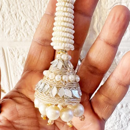 Adikala Craft Store Handmade Ethnic Latkan Tassel Set of 2 for Saree Pallu, Blouse, Suits, Dupatta, Lehenga Decor (French Wire Cone) - Image 3