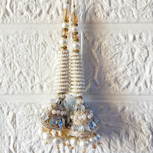 Adikala Craft Store Handmade Ethnic Latkan Tassel Set of 2 for Saree Pallu, Blouse, Suits, Dupatta, Lehenga Decor (French Wire Cone) - Image 5