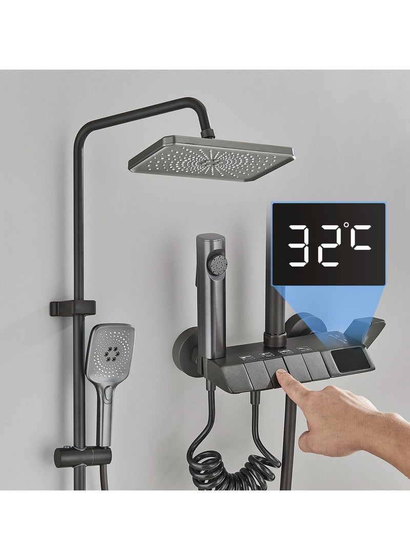 ارواق مجموعة صنبور الدش نظام الدش مع عرض درجة الحرارة مع الصمام - Image 1