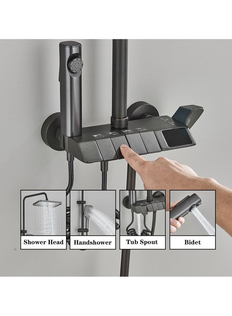 ارواق مجموعة صنبور الدش نظام الدش مع عرض درجة الحرارة مع الصمام - Image 2