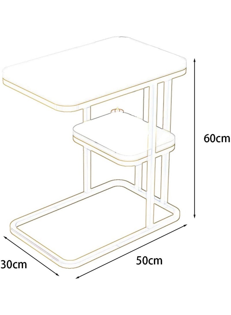 DubaiGallery طاولة قهوة مربعة مزدوجة الطبقات من الرخام مع ساق معدني - Image 4