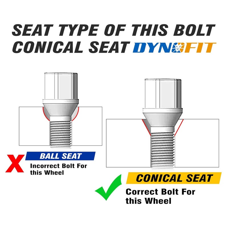 dynofit Store 14x1.5 Lug Bolts Compatible with Audi,27mm Shank 52mm Tall Conical Seat Aftermarket Wheel Bolts for A1 A2 A3 A4 A8 S1 S2 S3 S4 S7 S8, Fit CC Golf Jetta Lavida Se Boxster Cayman Macan Panamera - Image 3
