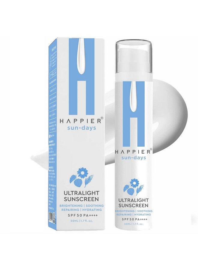 HAPPIER Ultralight Sunscreen Gel Spf 50 Pa++++ | 3-In-1 Sunscreen, Moisturizer And Serum | Sunscreen Gel For Men & Women | Lightweight, Non-Greasy, Fast Absorbing, No White Cast Sunscreen | Non-Comedogenic Sunscreen Broad Spectrum Pa++++ - 50Ml - Image 1