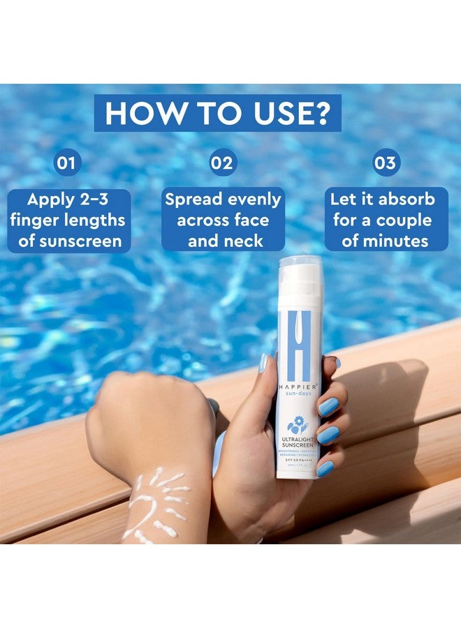 HAPPIER Ultralight Sunscreen Gel Spf 50 Pa++++ | 3-In-1 Sunscreen, Moisturizer And Serum | Sunscreen Gel For Men & Women | Lightweight, Non-Greasy, Fast Absorbing, No White Cast Sunscreen | Non-Comedogenic Sunscreen Broad Spectrum Pa++++ - 50Ml - Image 4