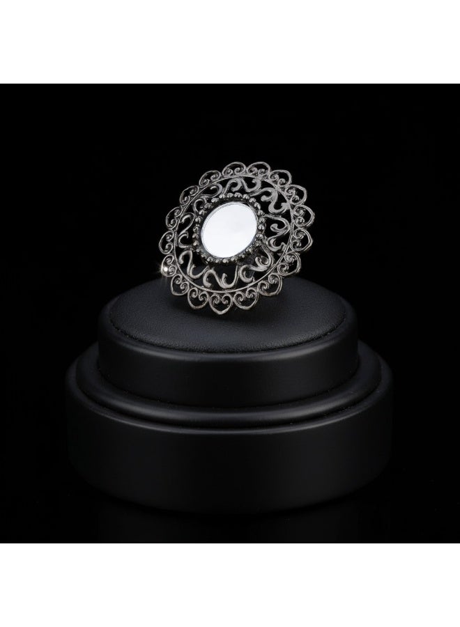 Pretty Precious Oxidised Adjustable Finger Ring for Women and Girls – Antique Silver Finish, Trendy Boho Jewellery - Image 3