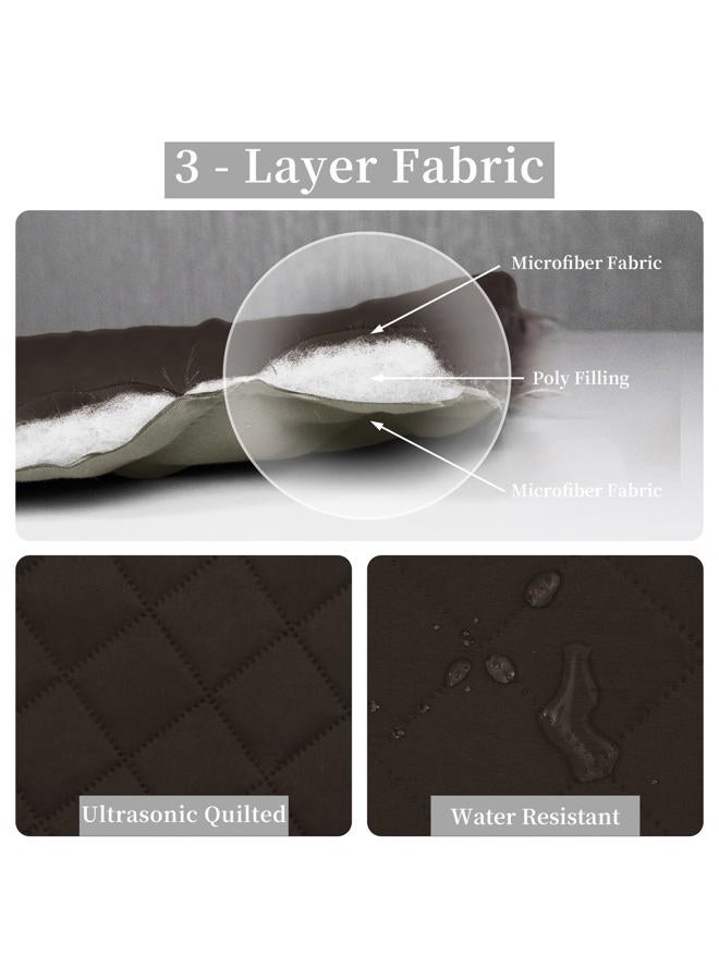 Easy-Going Full/Queen Size Reversible Quilt Set with 1 Quilt and 2 Pillow Shams, Soft Bed Quilt Cover, Water Resistant Lightweight Microfiber Bedspread, Stain Resistant, Chocolate/Beige - Image 5