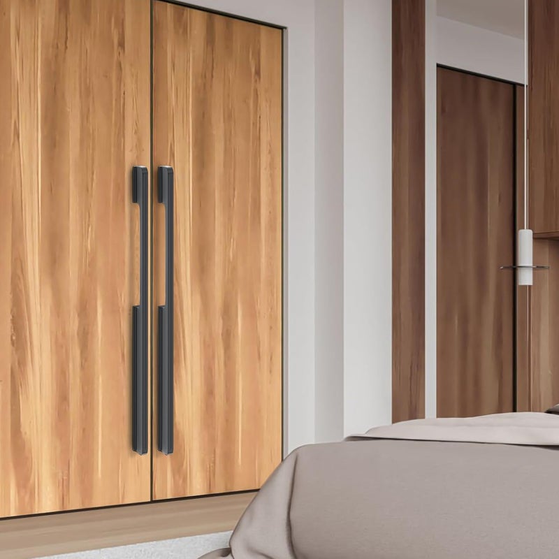 HARMONUS Fancy Aluminium Kitchen Cabinet HandlePull HandleDoor HandleDrawer HandleGlossy Black Finish Aluminium Alloy 36 INCH 2 PCS HCBLACKSAC43236 INCH - Image 1
