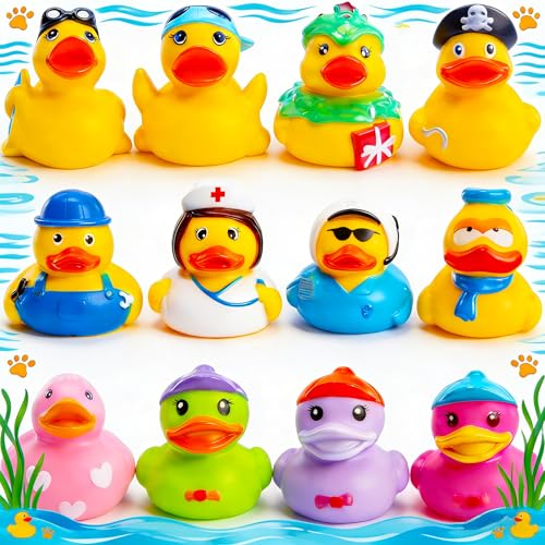 Yomwet Rubber Ducks Toy Duckies for KidsBaby Bath Toys Toddlers Floater Duck Showers AccessoriesClassroom Halloween Birthday Showers Time Party Favors Swimming Pool Toy Decoration Gift 12 Pack - Image 1