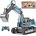 DOUBLE E Remote Control Excavator Toy RC Excavators Rechargeable Battery Digger Hydraulic Construction Toys Vehicles Xmas Gift for Boys Girls Kids 314 YearsGrayBlue - Image 4