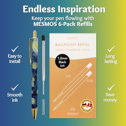 MESMOS 3pc Van Gogh Fancy Pen Set, Nice Cute Luxury Aesthetic Pens for Women Journaling, Pretty Luxury Office Journaling Journal Pens Women - Image 4