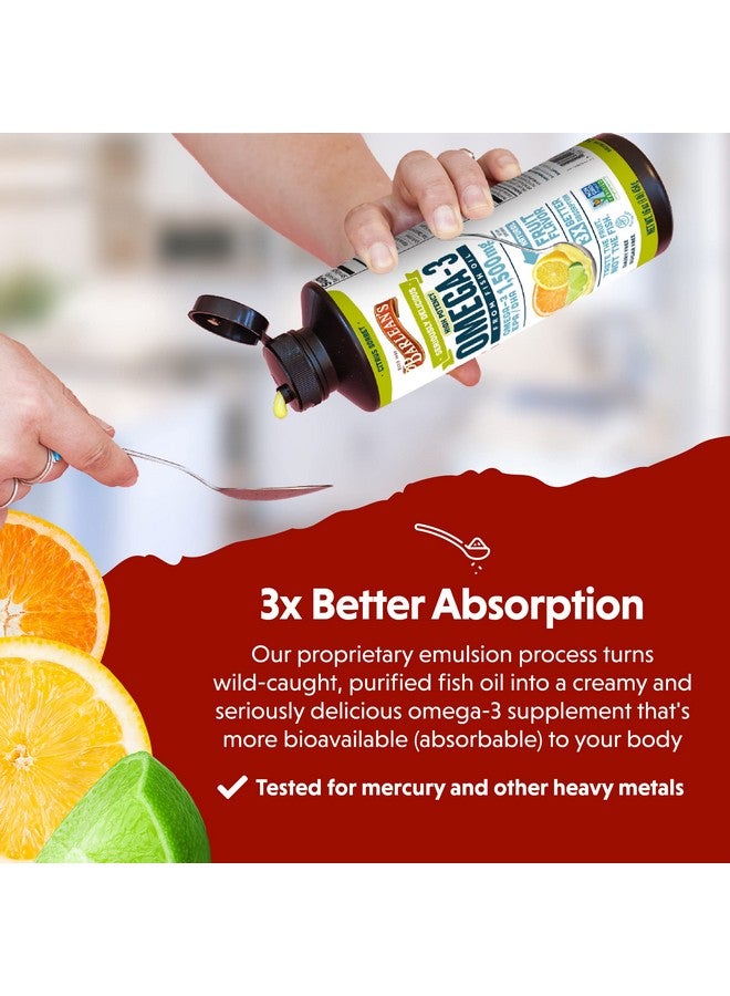 BARLEAN'S Citrus Sorbet High Potency Omega 3 Fish Oil Liquid Supplement 1500Mg Of Epa & Dha Fatty Acid Smoothie Flavored & Burpless For Brain Joint & Heart Health 16 Oz - Image 5