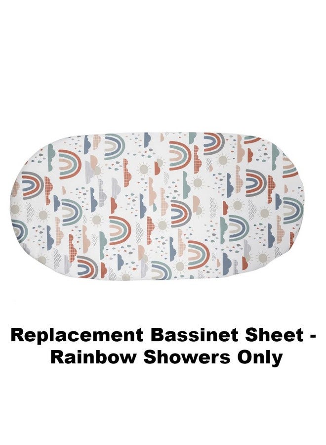 Fisher-Price ورقة استبدال F-Price لسرير فيشر-برايس المهد المهدئ - GPN07 ~ ورقة سرير بديلة ~ أمطار قوس قزح، خوخ، أبيض، أزرق - Image 3