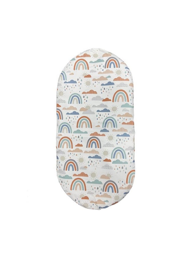 Fisher-Price ورقة استبدال F-Price لسرير فيشر-برايس المهد المهدئ - GPN07 ~ ورقة سرير بديلة ~ أمطار قوس قزح، خوخ، أبيض، أزرق - Image 1