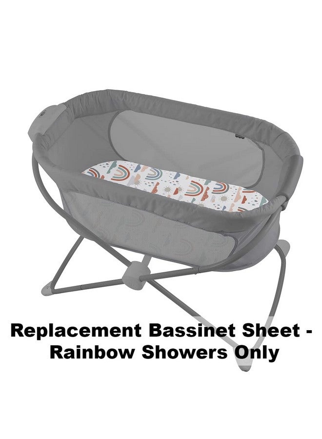 Fisher-Price ورقة استبدال F-Price لسرير فيشر-برايس المهد المهدئ - GPN07 ~ ورقة سرير بديلة ~ أمطار قوس قزح، خوخ، أبيض، أزرق - Image 4