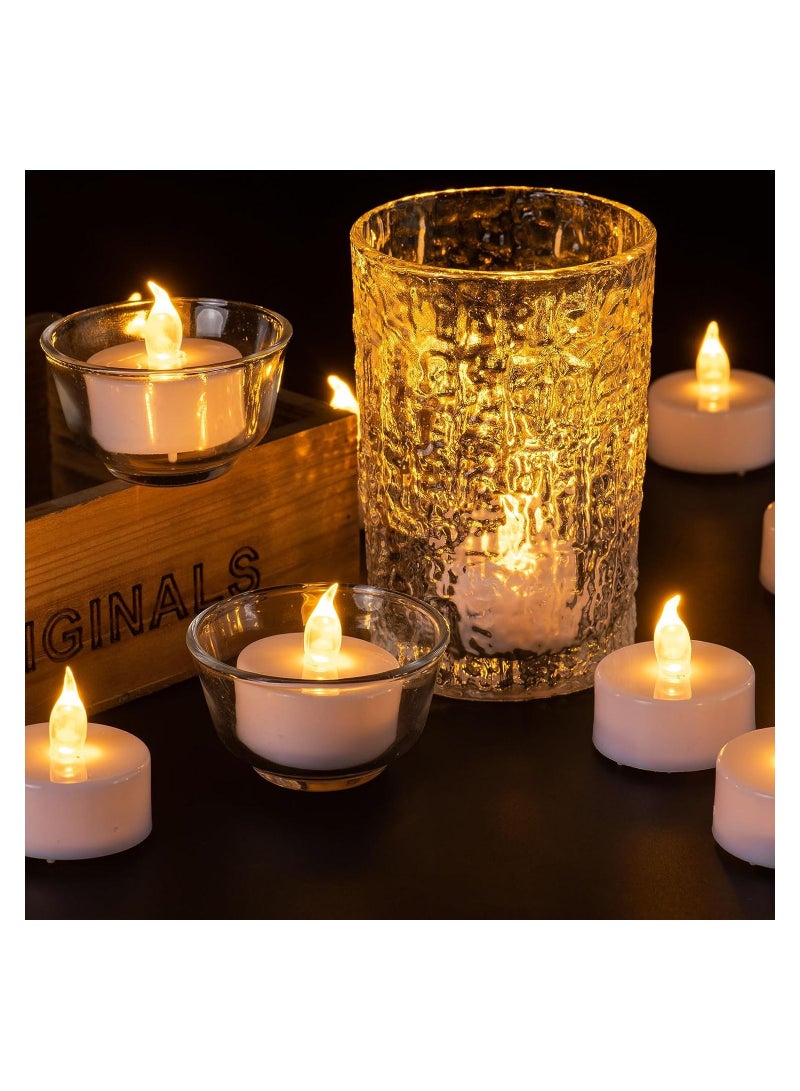 شموع Tealight البيضاء عديمة اللهب، 40 عبوة، البطاريات متضمنة، أضواء الشاي الواقعية، صغيرة ساطعة وامضة، تعمل بالبطارية غير معطرة - Image 4