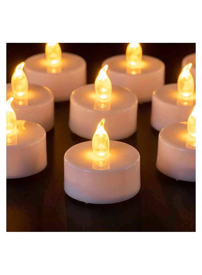 شموع Tealight البيضاء عديمة اللهب، 40 عبوة، البطاريات متضمنة، أضواء الشاي الواقعية، صغيرة ساطعة وامضة، تعمل بالبطارية غير معطرة - Image 3