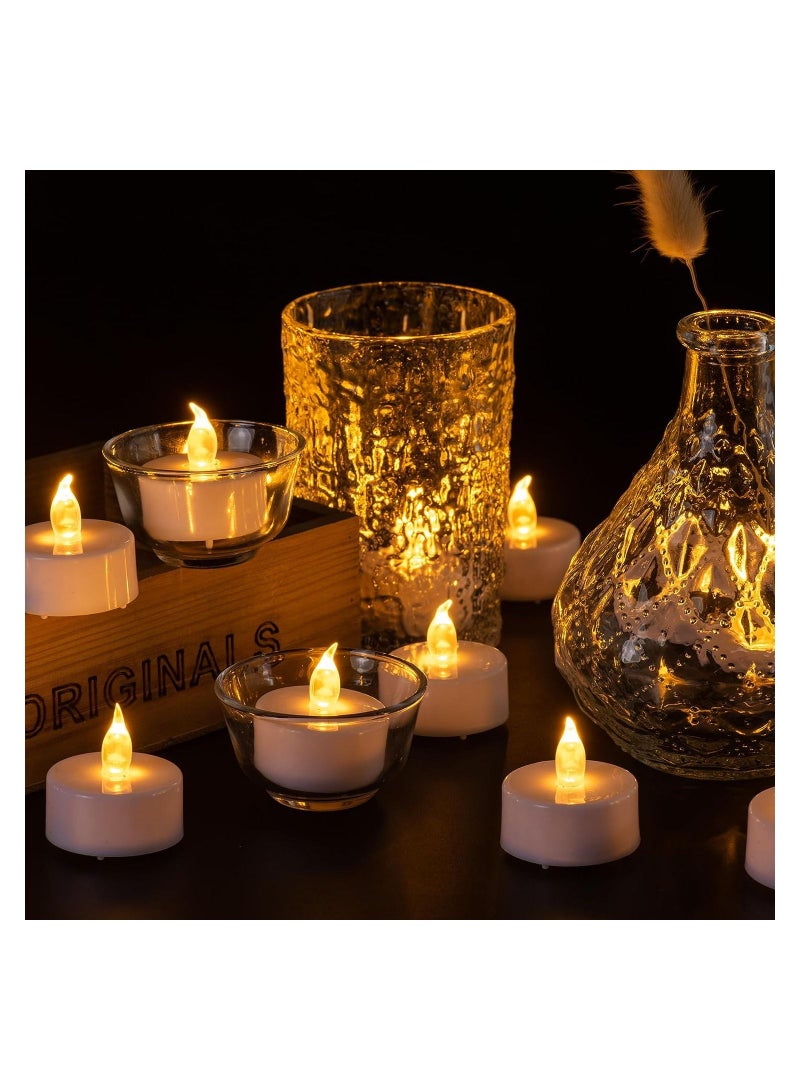 شموع Tealight البيضاء عديمة اللهب، 40 عبوة، البطاريات متضمنة، أضواء الشاي الواقعية، صغيرة ساطعة وامضة، تعمل بالبطارية غير معطرة - Image 5