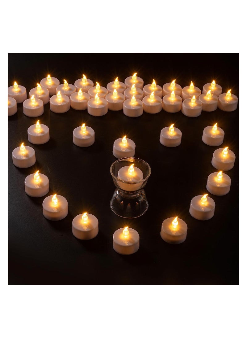 شموع Tealight البيضاء عديمة اللهب، 40 عبوة، البطاريات متضمنة، أضواء الشاي الواقعية، صغيرة ساطعة وامضة، تعمل بالبطارية غير معطرة - Image 2