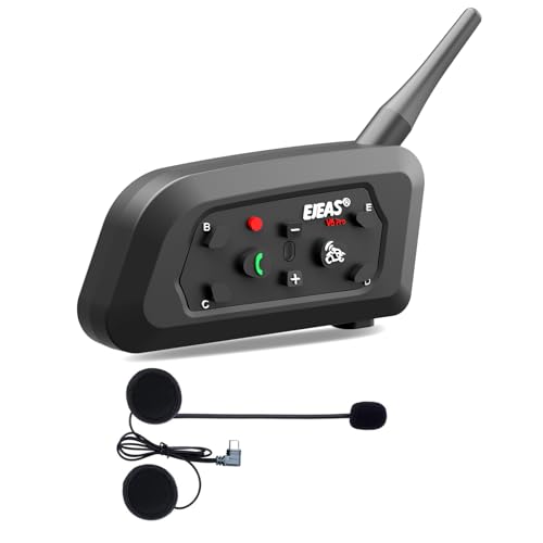 EJEAS V6 Motorcycle Bluetooth Headset, 2 Riders Motorcycle Intercom Helmet Communication System with Noise Reduction and Bluetooth 5.1 for Motorcycling Skiing and Climbing (1 Pack) - Image 1