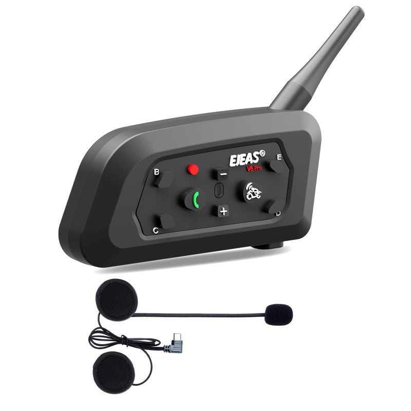 EJEAS V6 Motorcycle Bluetooth Headset, 2 Riders Motorcycle Intercom Helmet Communication System with Noise Reduction and Bluetooth 5.1 for Motorcycling Skiing and Climbing (1 Pack) - Image 2
