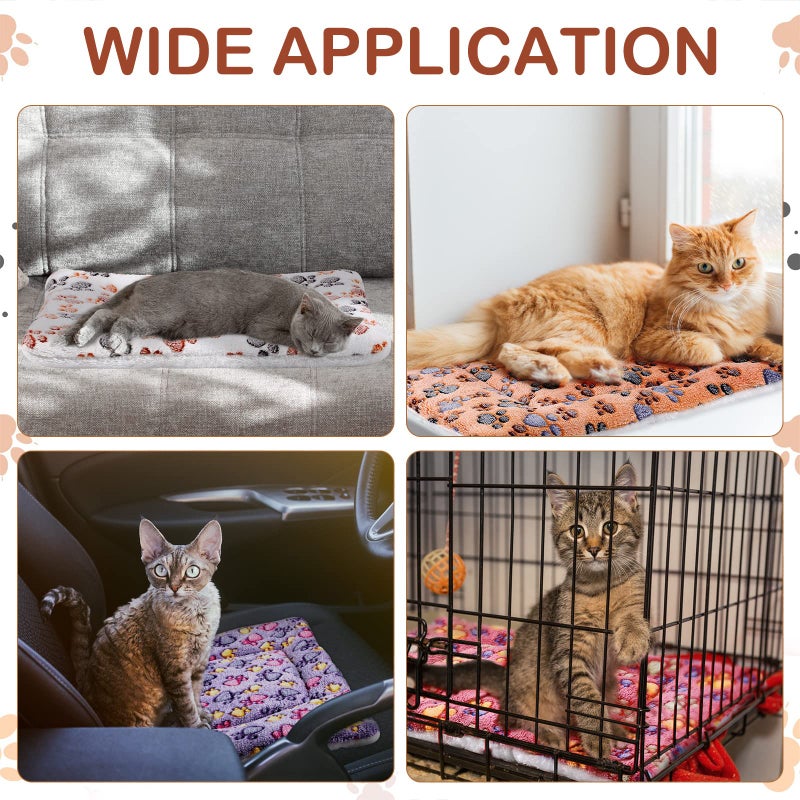 Tuanse 4 Pack Ultra Soft Dog Cat Bed Mat Small Animal Guinea Pig Bed with Cute Print Reversible Fleece Dog Crate Kennel Pad Cozy Washable Thickened Hamster Pet Beds Mat(21 x 14 Inches,Vivid Color) - Image 4
