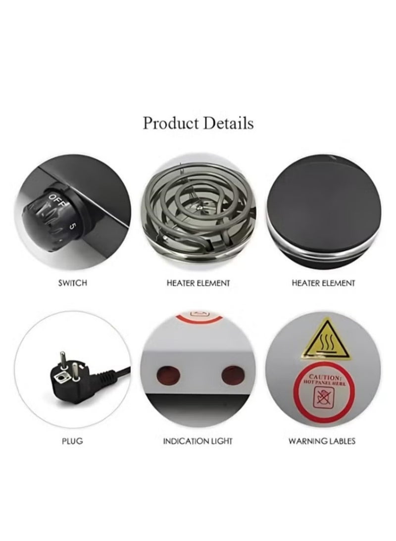 دينكس لوح تسخين مزدوج الملف، لوح تسخين، موقد كهربائي محمول مزدوج الشعلات بقوة 2000 وات، موقد خفيف الوزن من الفولاذ المقاوم للصدأ 220 فولت للمطبخ والتخييم - Image 4