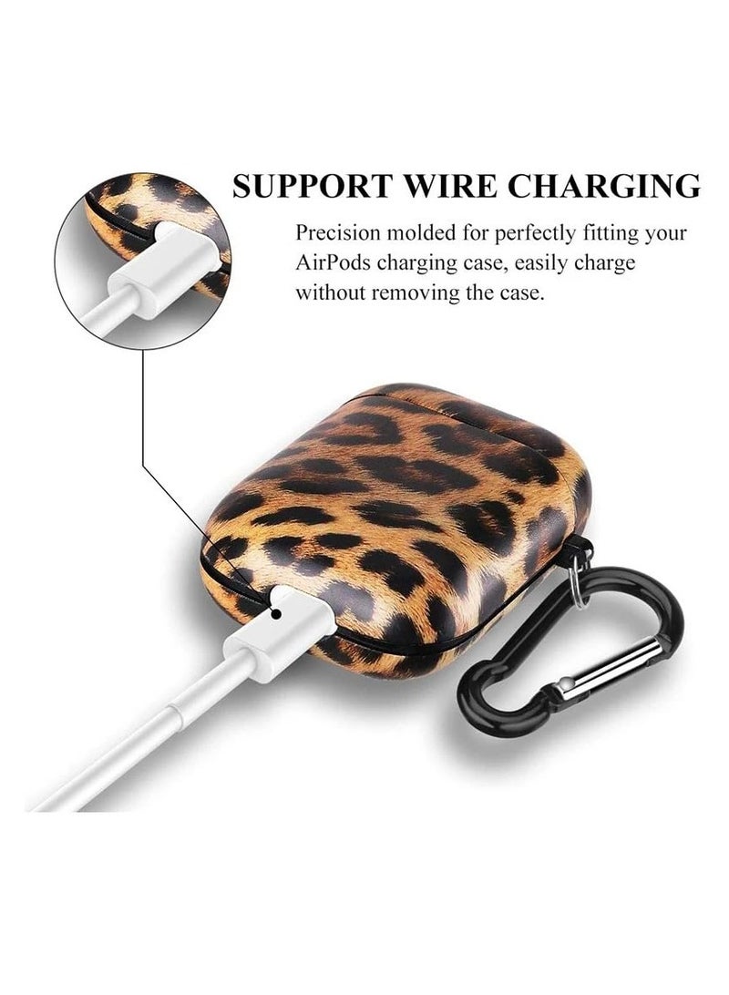 غطاء حماية صلب متوافق مع سماعات AirPods الجيل الثاني/الأول، محمول ومقاوم للصدمات للنساء والفتيات والرجال مع سلسلة مفاتيح (نمر) - Image 4