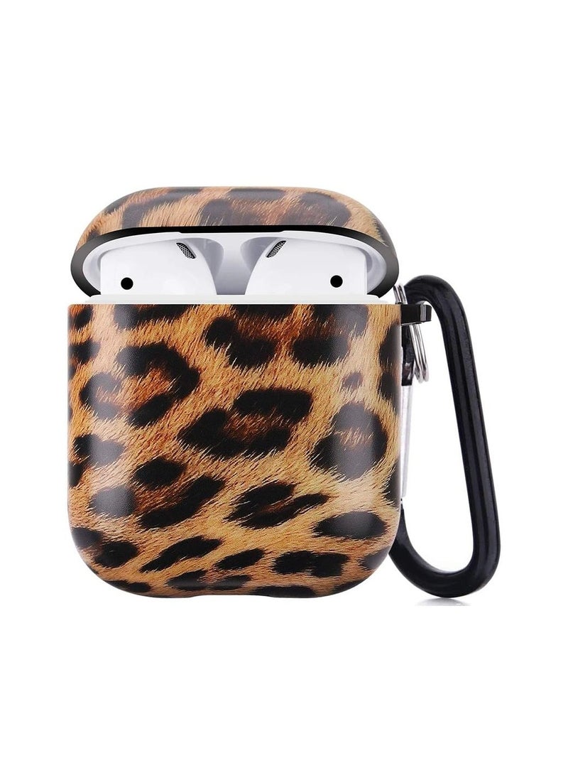 غطاء حماية صلب متوافق مع سماعات AirPods الجيل الثاني/الأول، محمول ومقاوم للصدمات للنساء والفتيات والرجال مع سلسلة مفاتيح (نمر) - Image 1