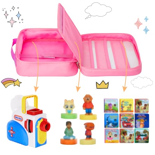 Taladad Carrying Case Compatible with Little Tikes Story Dream Machine Books Starter Set,Portable Storage Bag with Handle for Storytime,Little Golden Book,Little Puppy Character (Pink) - Image 2