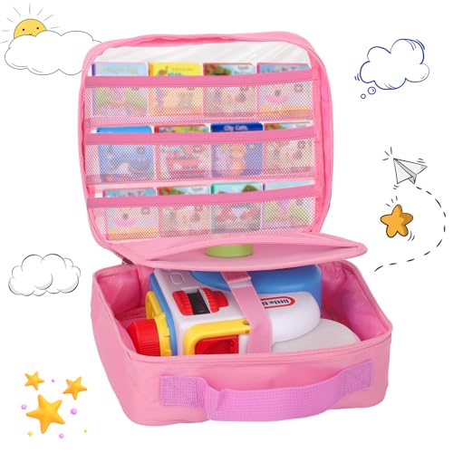 Taladad Carrying Case Compatible with Little Tikes Story Dream Machine Books Starter Set,Portable Storage Bag with Handle for Storytime,Little Golden Book,Little Puppy Character (Pink) - Image 3