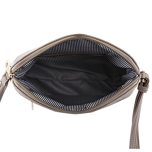 SG SUGU Lunar Lightweight Medium Dome Crossbody Bag Shoulder Bag with Double Tassels | Zipper Pocket | Adjustable Strap|Khaki - Image 5