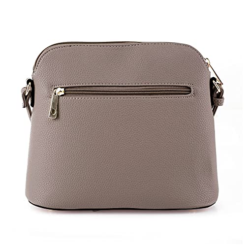 SG SUGU Lunar Lightweight Medium Dome Crossbody Bag Shoulder Bag with Double Tassels | Zipper Pocket | Adjustable Strap|Khaki - Image 2