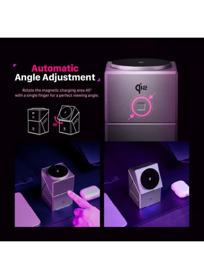 SHOPI - Mag Qube Qi2 3-in-1 Magnetic Wireless Charger, 15W Fast Charging Station for iPhone 12/13/14/15/16, Apple Watch & AirPods | Qi2 Intelligent Charger - Image 1