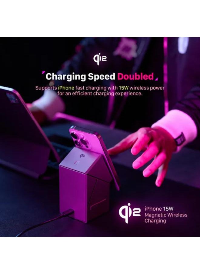 SHOPI - Mag Qube Qi2 3-in-1 Magnetic Wireless Charger, 15W Fast Charging Station for iPhone 12/13/14/15/16, Apple Watch & AirPods | Qi2 Intelligent Charger - Image 1