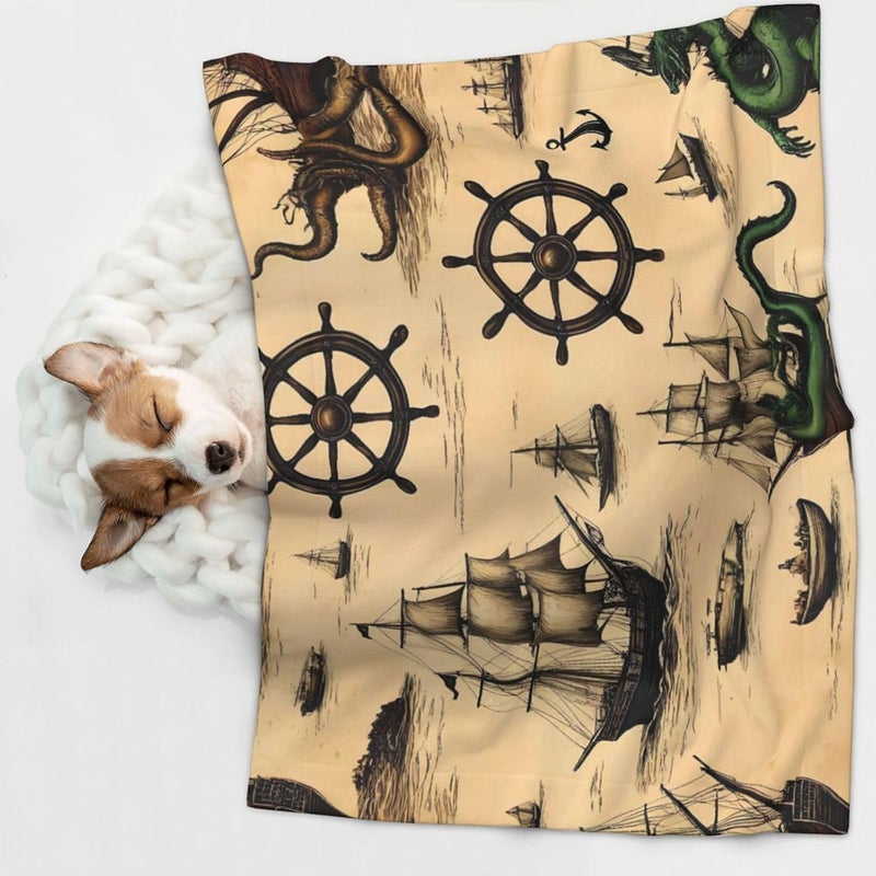 Vintag Ancient Sailboats Print Dog Blanket Super Soft Pet Blanket (sizename) Velvet Double Sided Blankets Protection Couch for Dog Puppy Cat - Image 2