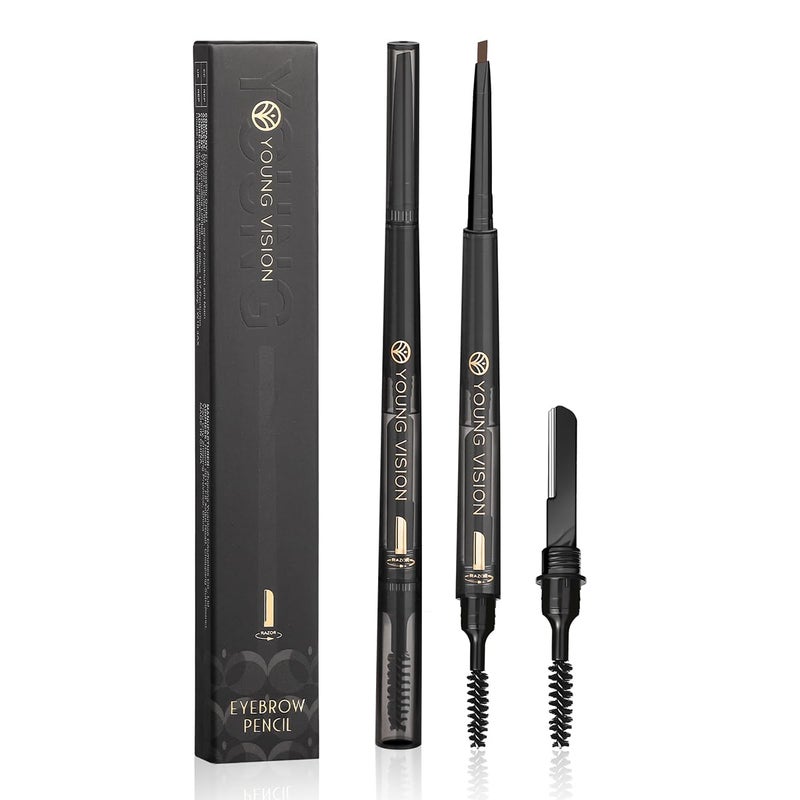 YOUNG VISION 3-in-1 Eyebrow Pencil, Eye Brow Pen, Brush and Razor Trio, Micro-Fine + Define Eyebrow Shades, Easy To Use, Long Lasting and Waterproof