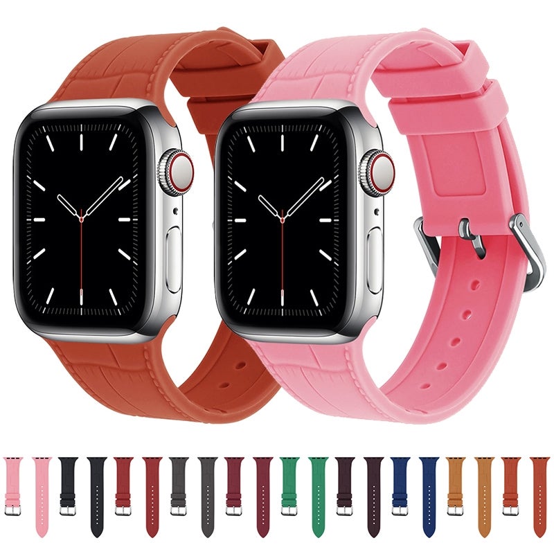 Bamboo Joint Silicone Watch Band For Apple Watch Series 9&8&7 41mm / SE 3&SE 2&6&SE&5&4 40mm / 3&2&1 38mm(Brown)