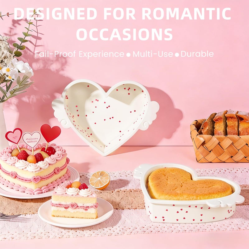 SJ 2P Silicone Heart Shaped Cake Pans with Metal Reinforced Frame, 10 Inch Nonstick Cake Pan, BPA Free Silicone Heart Cake Baking Mold for Oven Dishwasher Safe - Image 2