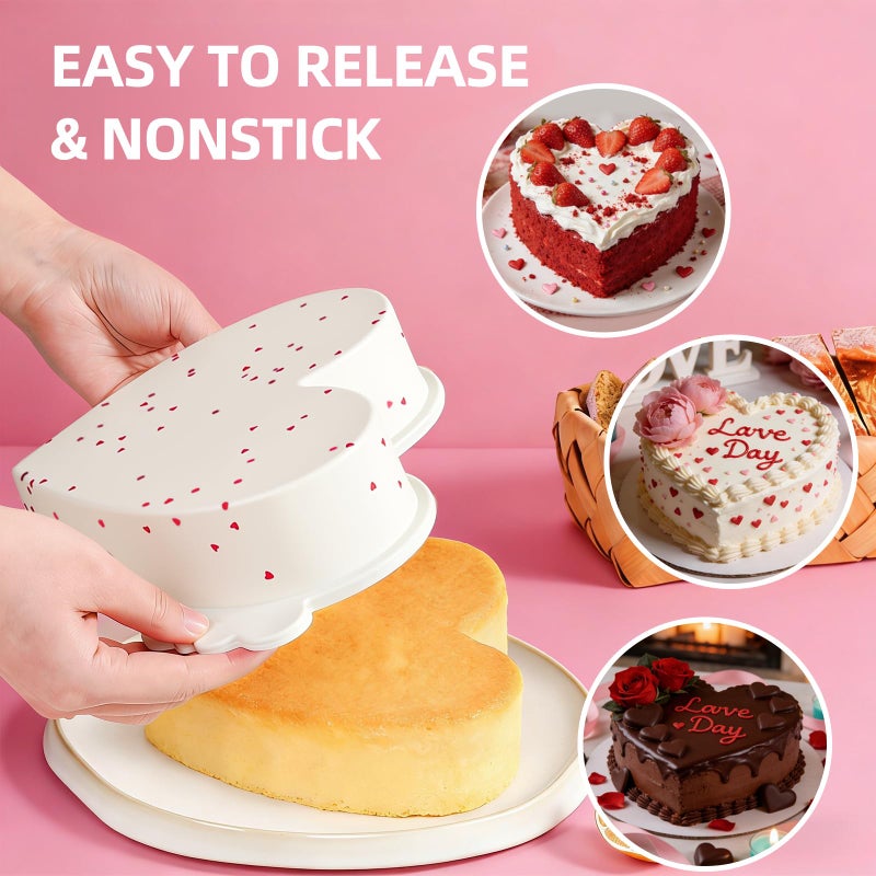 SJ 2P Silicone Heart Shaped Cake Pans with Metal Reinforced Frame, 10 Inch Nonstick Cake Pan, BPA Free Silicone Heart Cake Baking Mold for Oven Dishwasher Safe - Image 4