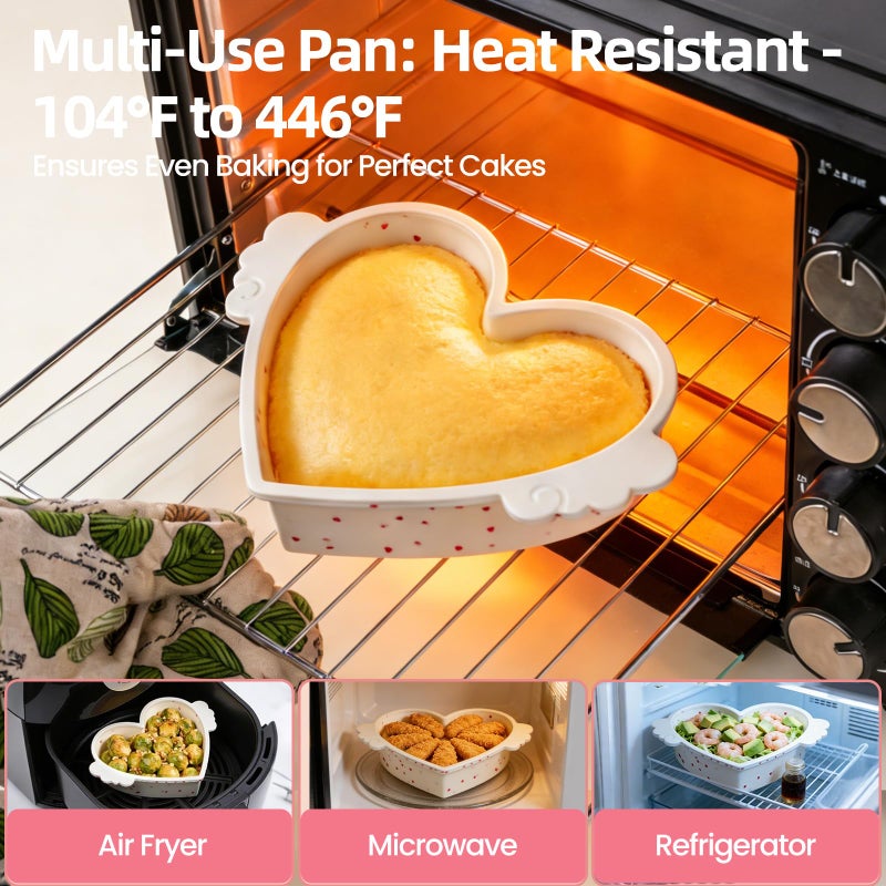 SJ 2P Silicone Heart Shaped Cake Pans with Metal Reinforced Frame, 10 Inch Nonstick Cake Pan, BPA Free Silicone Heart Cake Baking Mold for Oven Dishwasher Safe - Image 5