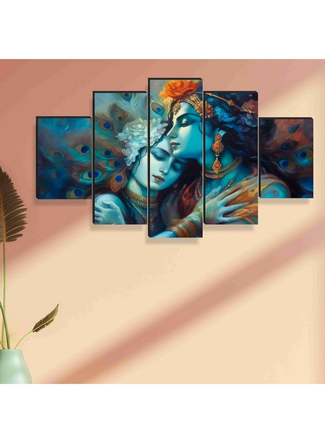 SAF Radha krishna Paintings for Wall Decoration - Set Of Five, 3d modern art Painting for Living Room Large Size with Frames for Home Decoration, Hotel, Office 76.2 cm x 45 cm SANFPNLS35469