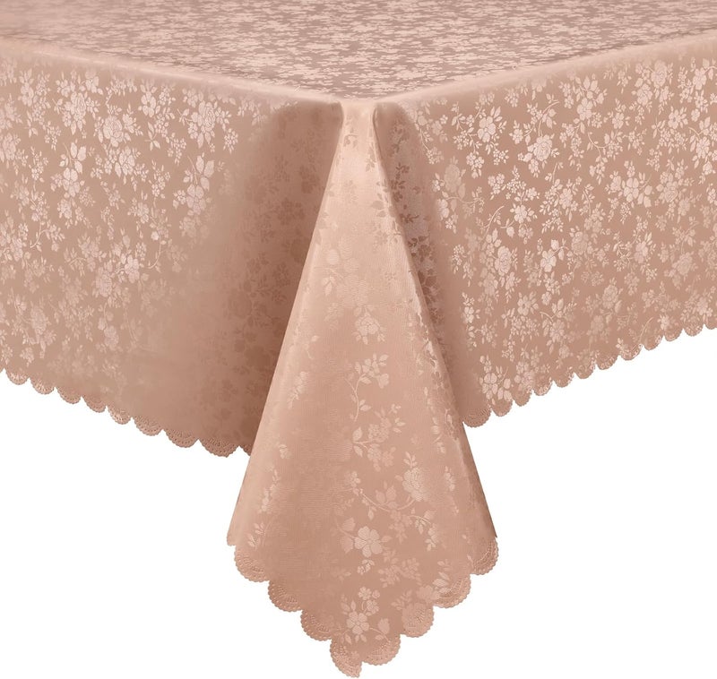 smiry Rectangle Table Cloth, Waterproof Heavy Duty Vinyl Tablecloths, Wipeable Washable Table Cover for Kitchen and Dining Room (Tan, 54" X 78") - Image 1