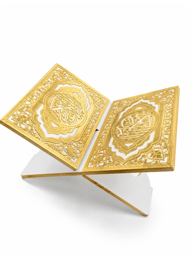Slema Foldable Wooden Book Stand Quran Bible Book Holder Muslim Reading Bookshelf Magazine Cookbook Display Holder for Display Reading Prayer Chapel - Image 1