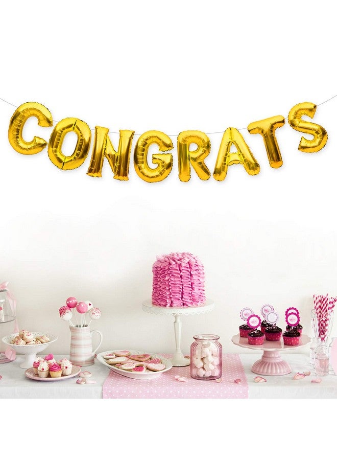 PartyForever Big CONGRATS Balloon Gold 16" Letters Banner Gold Graduation Party Decorations Supplies - Image 3