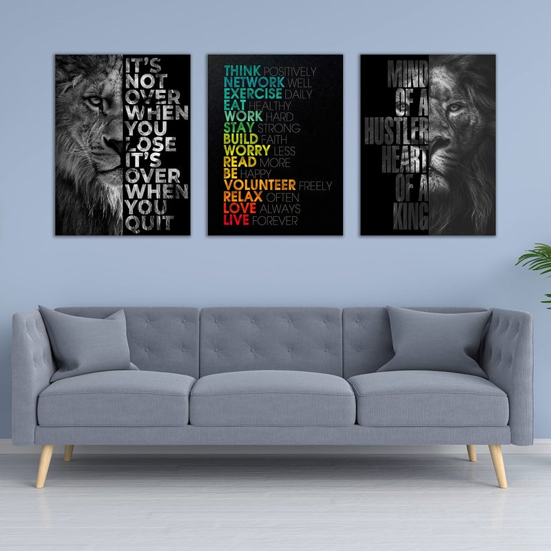 Yetaryy Motivational Canvas Painting Wall Art Execution Grind Hustle Inspirational Wall Art Success Entrepreneur Poster Positive Quotes Wall Poster Framed for Home Office Wall Decor[36''Wx 16''H] - Image 2