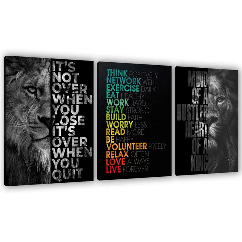 Yetaryy Motivational Canvas Painting Wall Art Execution Grind Hustle Inspirational Wall Art Success Entrepreneur Poster Positive Quotes Wall Poster Framed for Home Office Wall Decor[36''Wx 16''H] - Image 1