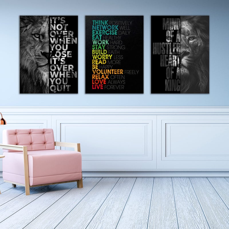 Yetaryy Motivational Canvas Painting Wall Art Execution Grind Hustle Inspirational Wall Art Success Entrepreneur Poster Positive Quotes Wall Poster Framed for Home Office Wall Decor[36''Wx 16''H] - Image 3